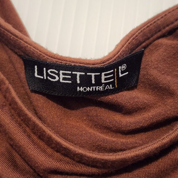 Lisette L Montreal Purple Emma Tunic Top Size L 3/4 Sleeve Jersey Knit Side Tie - Picture 2 of 4